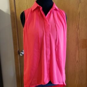 Linea domani sheer sleeveless layered top red nwt